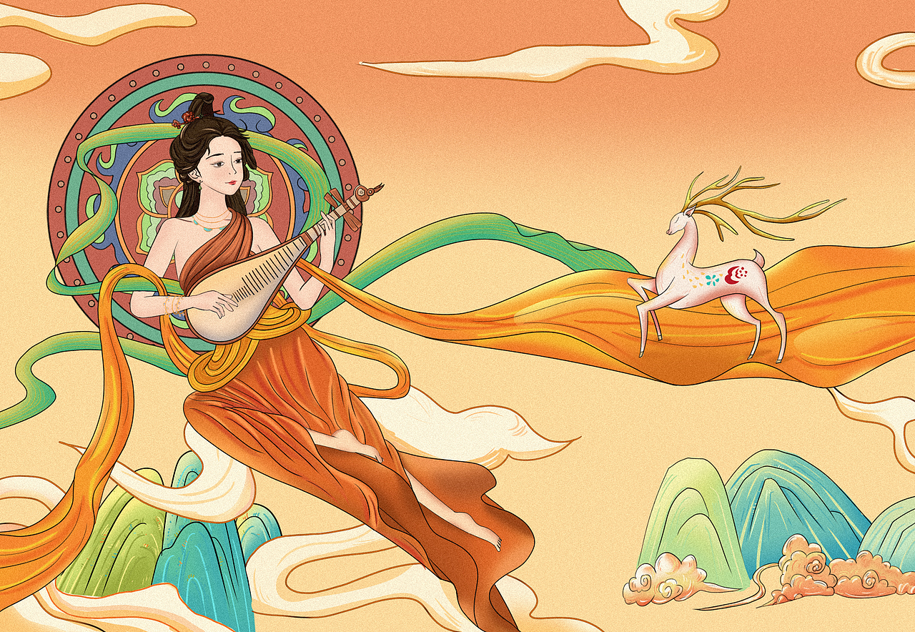 敦煌系列国风插画，与可口可乐联名（图ZMzAwOTAyMTg4） - 包装 - 站酷设计师曜_YOU原创素材 - 站酷ZCOOL