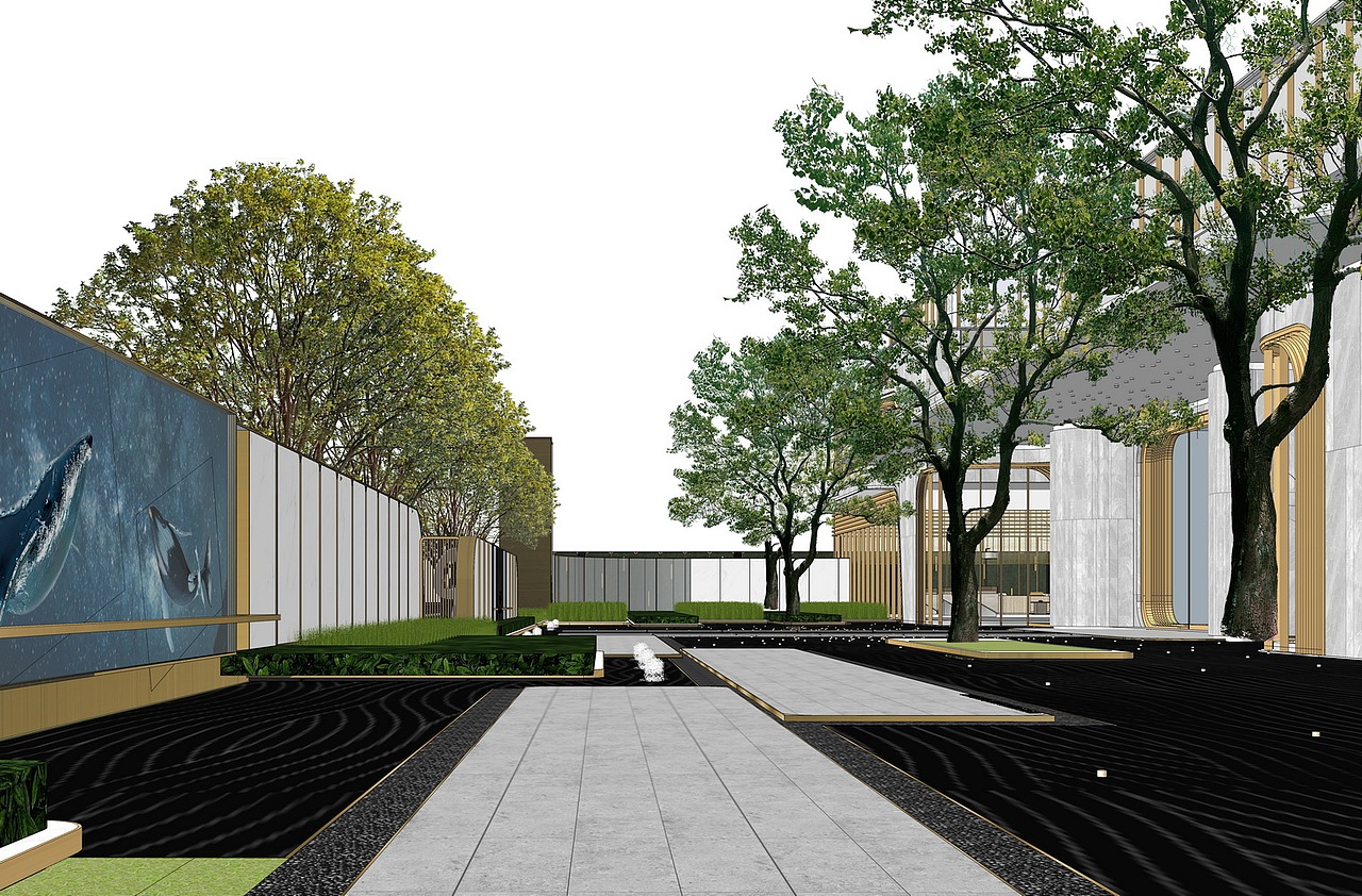 大华紫樾府示范区景观SU模型下载