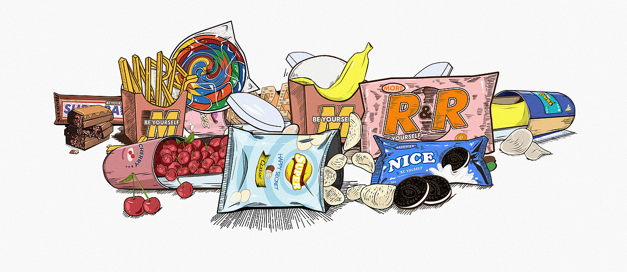 零食大杂烩（图ZMzQ2Mzc5MTU2） - 创作习作 - 站酷设计师丸子的不大原创素材 - 站酷ZCOOL