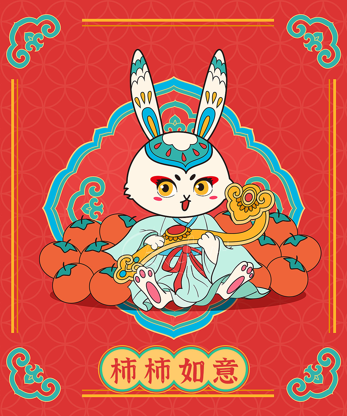 #玉兔迎春#新年贺图合集（图ZMzI3ODU2NjYw） - 新锐潮流插画 - 站酷设计师Rechryya原创素材 - 站酷ZCOOL