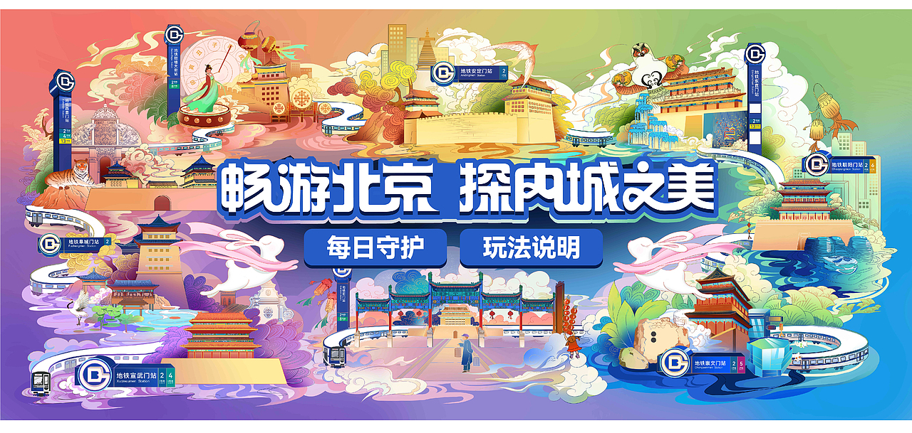 地铁小程序主kv《畅游北京 探内城之美》（图ZMzI2NTMzMjY0） - 图案 - 站酷设计师大饭团几原创素材 - 站酷ZCOOL
