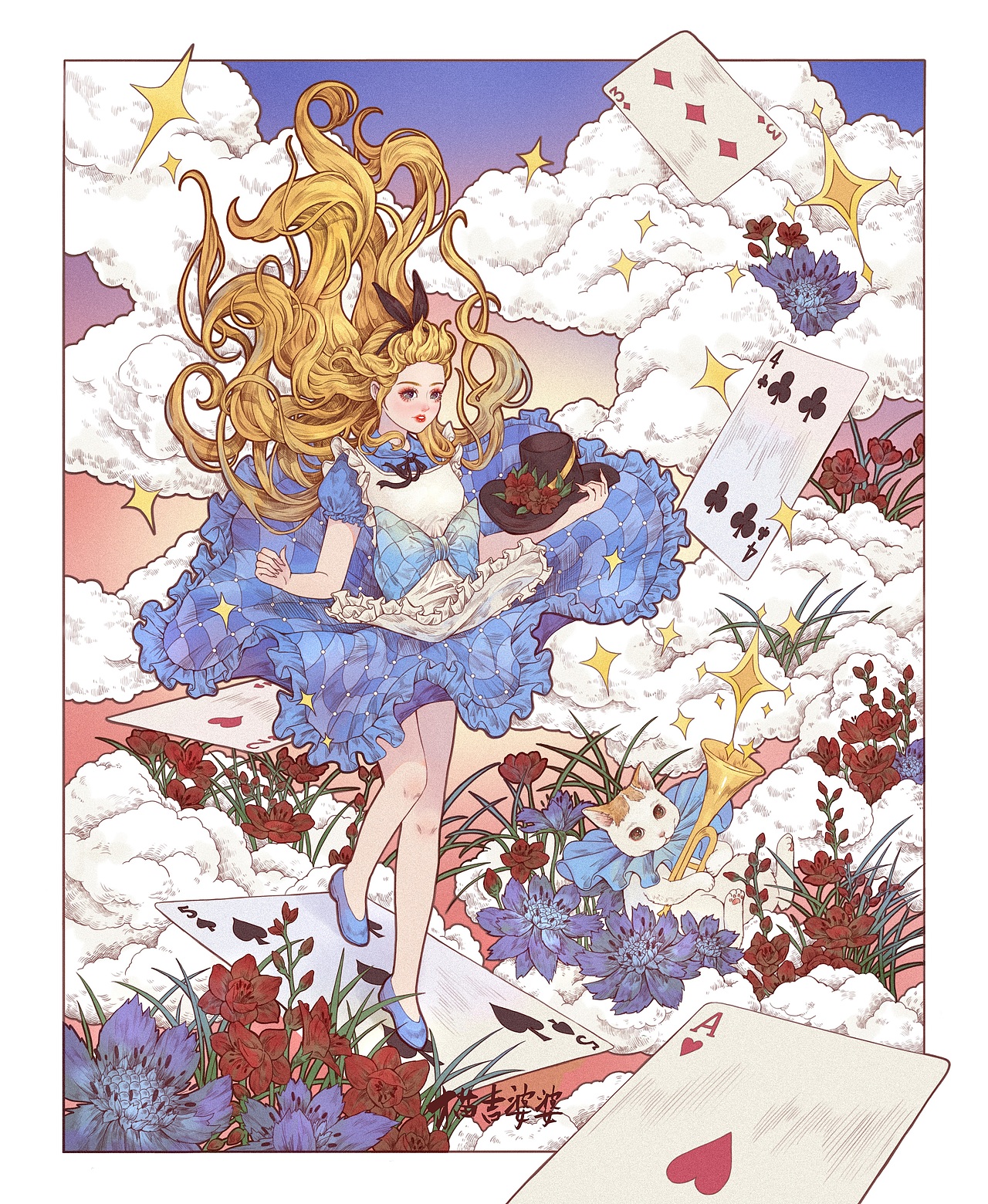 空中爱丽丝（图ZMzMxMzc3MDcy） - 商业插画 - 站酷设计师猫吉婆婆原创素材 - 站酷ZCOOL