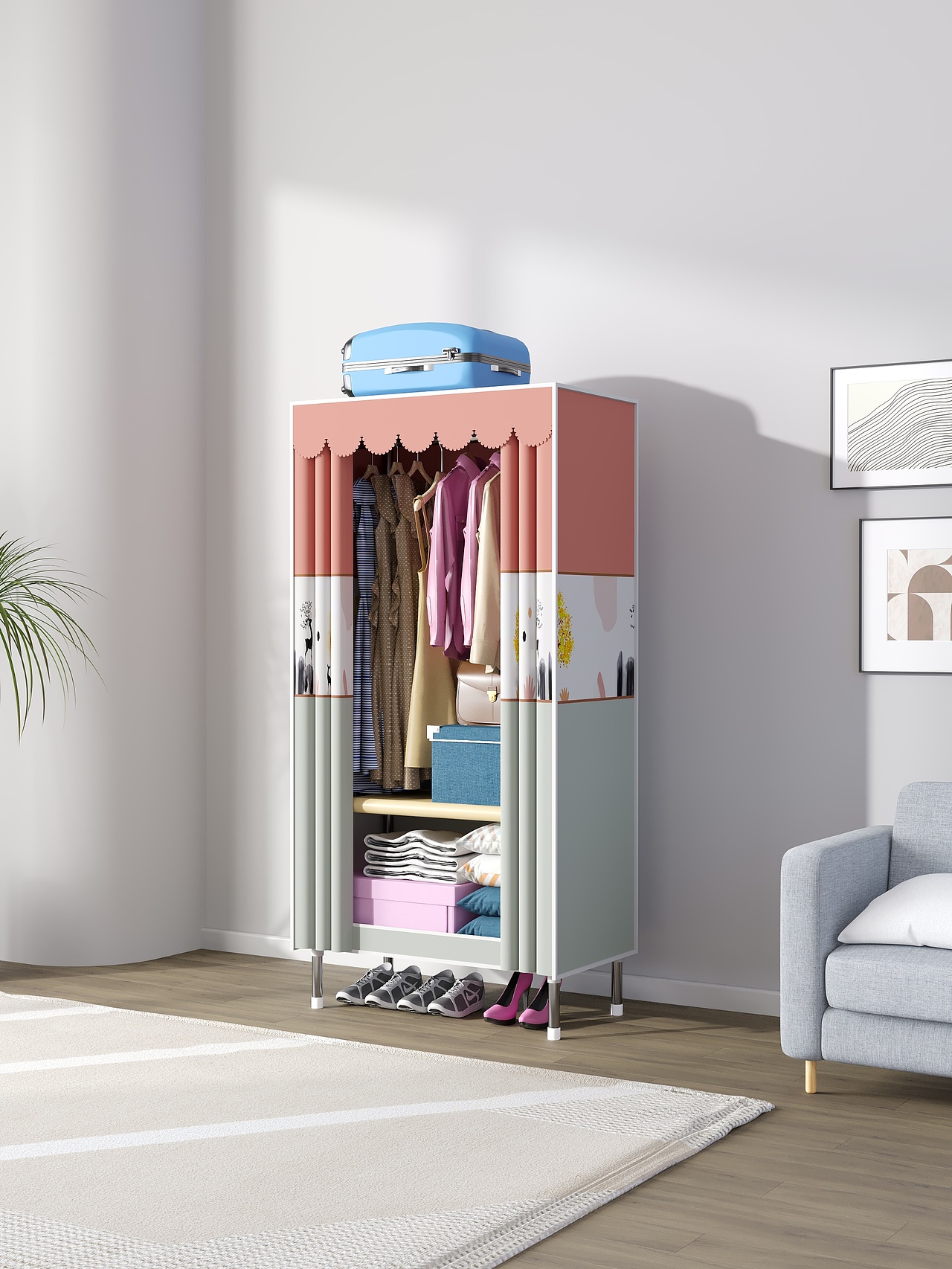 出租房简易衣柜建模渲染效果图