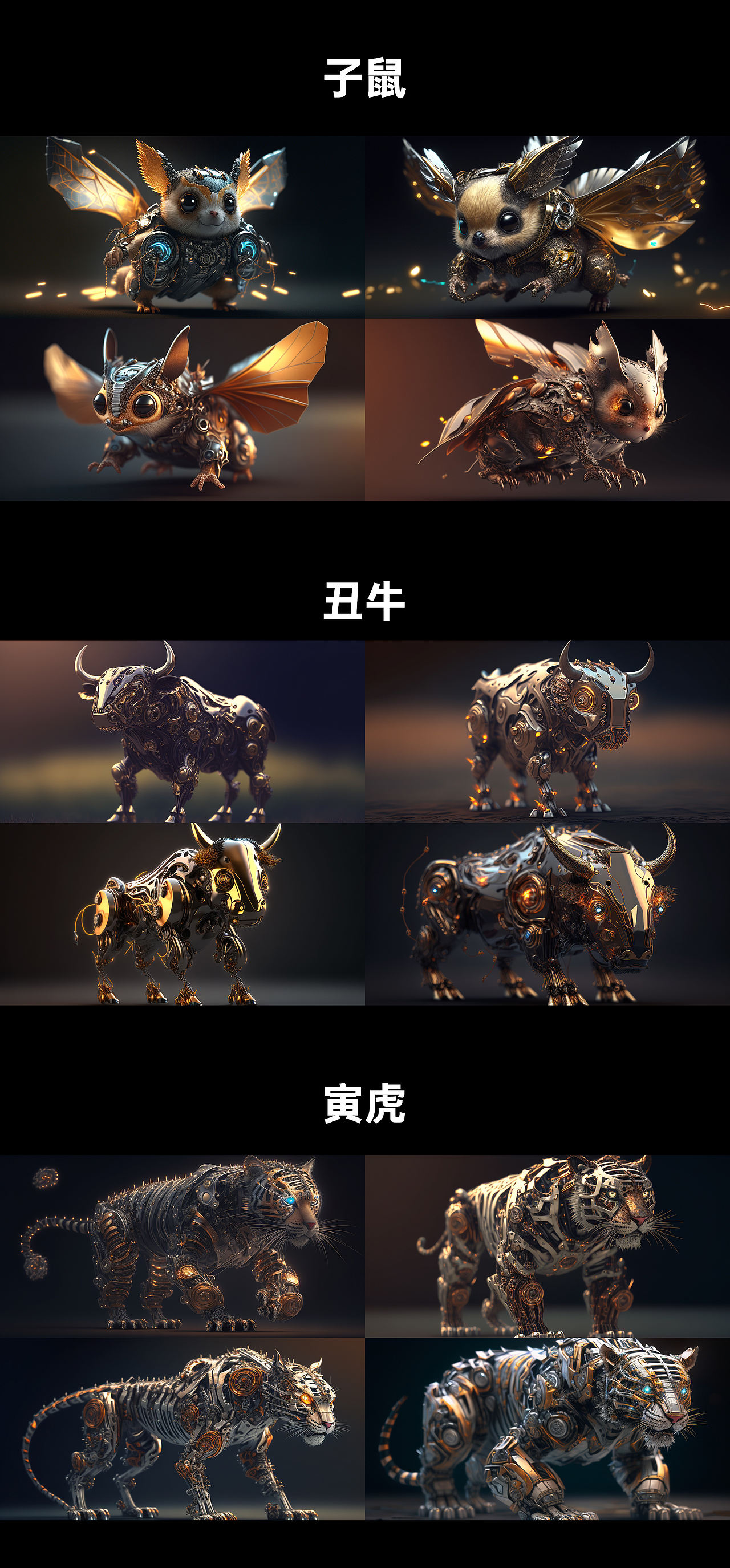 Midjourney AI---十二生肖创作（图ZMzM1MDk3Nzg0） - 产品 - 站酷设计师符号看象限_原创素材 - 站酷ZCOOL