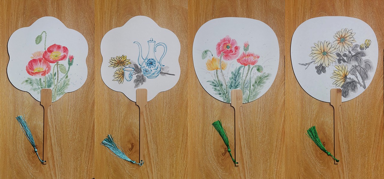 國畫團(tuán)扇，寫意花鳥和山水練習(xí)（圖ZMzU3OTAzODI0） - 繪畫 - 站酷設(shè)計(jì)師自愈兔原創(chuàng)素材 - 站酷ZCOOL