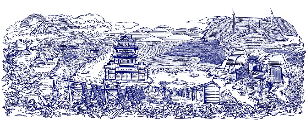 安化黑茶 I 版画艺术插画（图ZMzM2MTUxNTg0） - 商业插画 - 站酷设计师匡益达原创素材 - 站酷ZCOOL