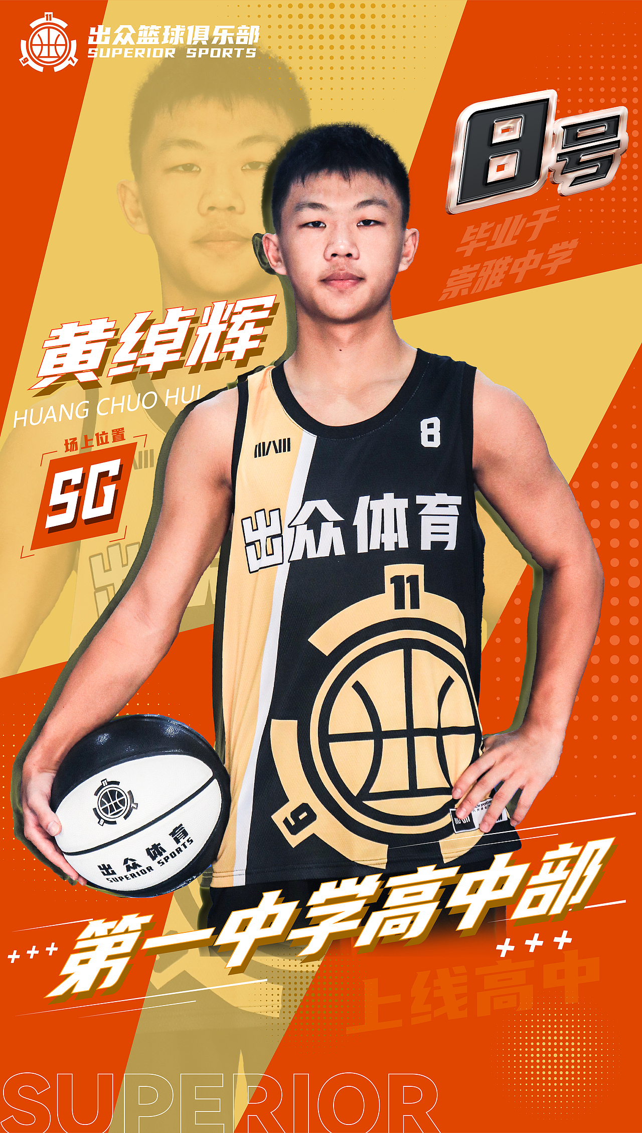 高中球员篮球海报——拒绝打球读不好书