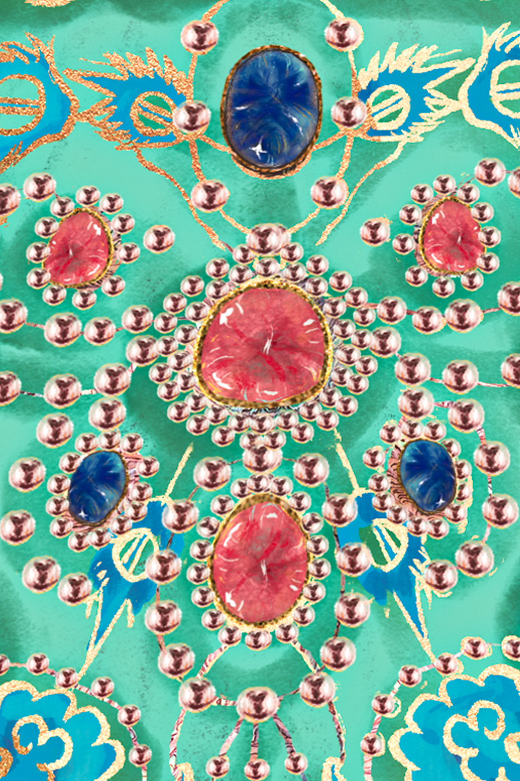 《点翠嵌珍珠宝石金龙风冠》