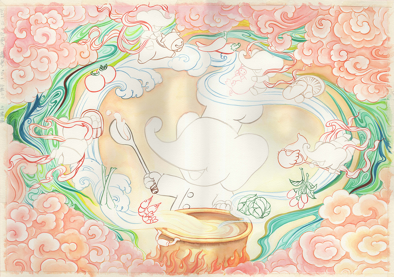 纯手绘水彩国风海报汤好喝白象——周小米女王（图ZMzI1NDIwOTA4） - 海报 - 站酷设计师周小米女王原创素材 - 站酷ZCOOL