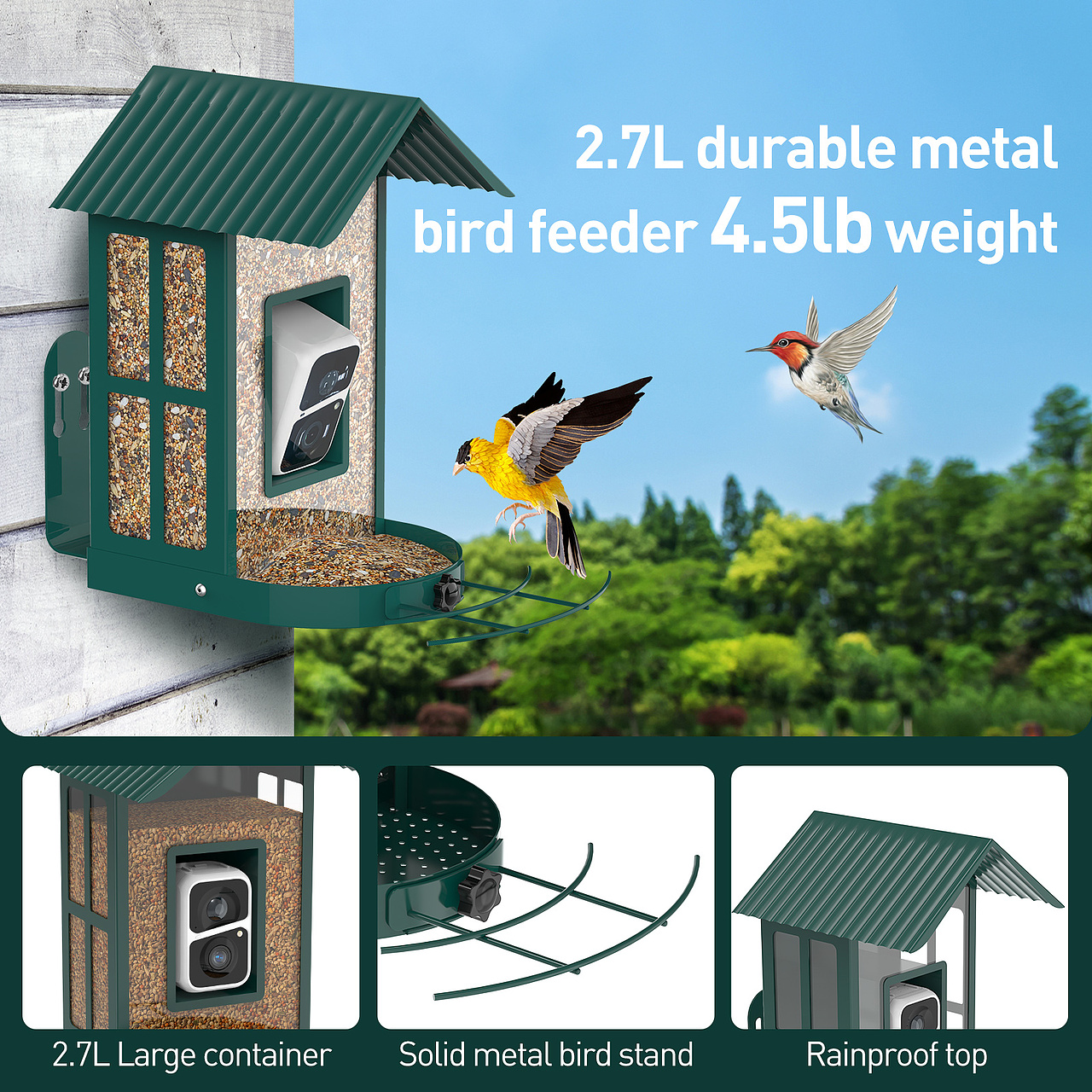 亚马逊户外监控建模渲染喂鸟器摄像头主副图高级A+设计