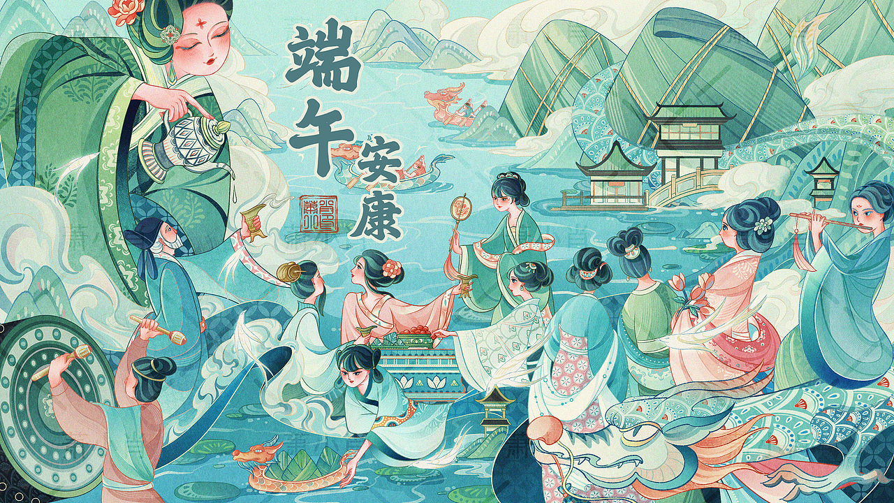 端午节日贺图｜kv｜插画（图ZMzYxOTc2Njcy） - 商业插画 - 站酷设计师画插画的萧小肖原创素材 - 站酷ZCOOL