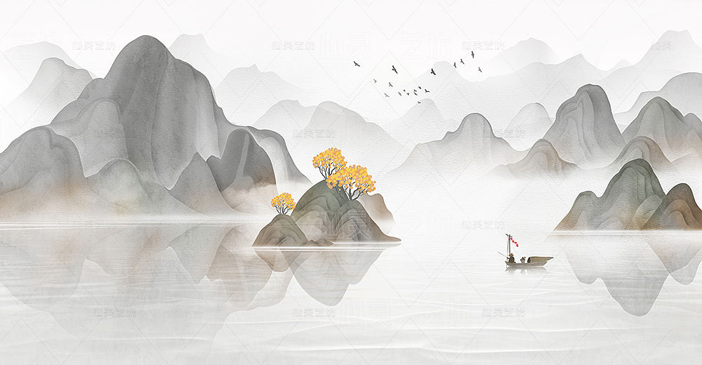 中国风意境水墨山水画（图ZMzUxNzQ3MDA0） - 商业插画 - 站酷设计师心灵艺坊原创素材 - 站酷ZCOOL