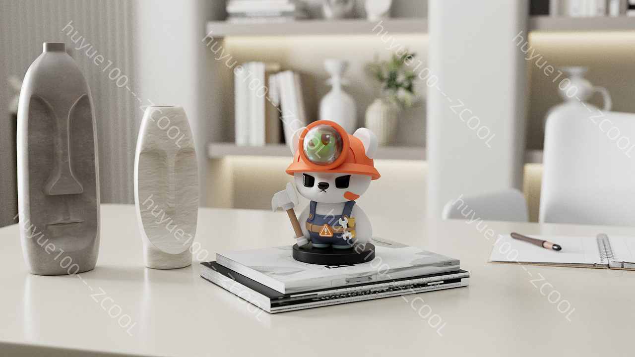 矿工熊夕阳灯效果图渲染