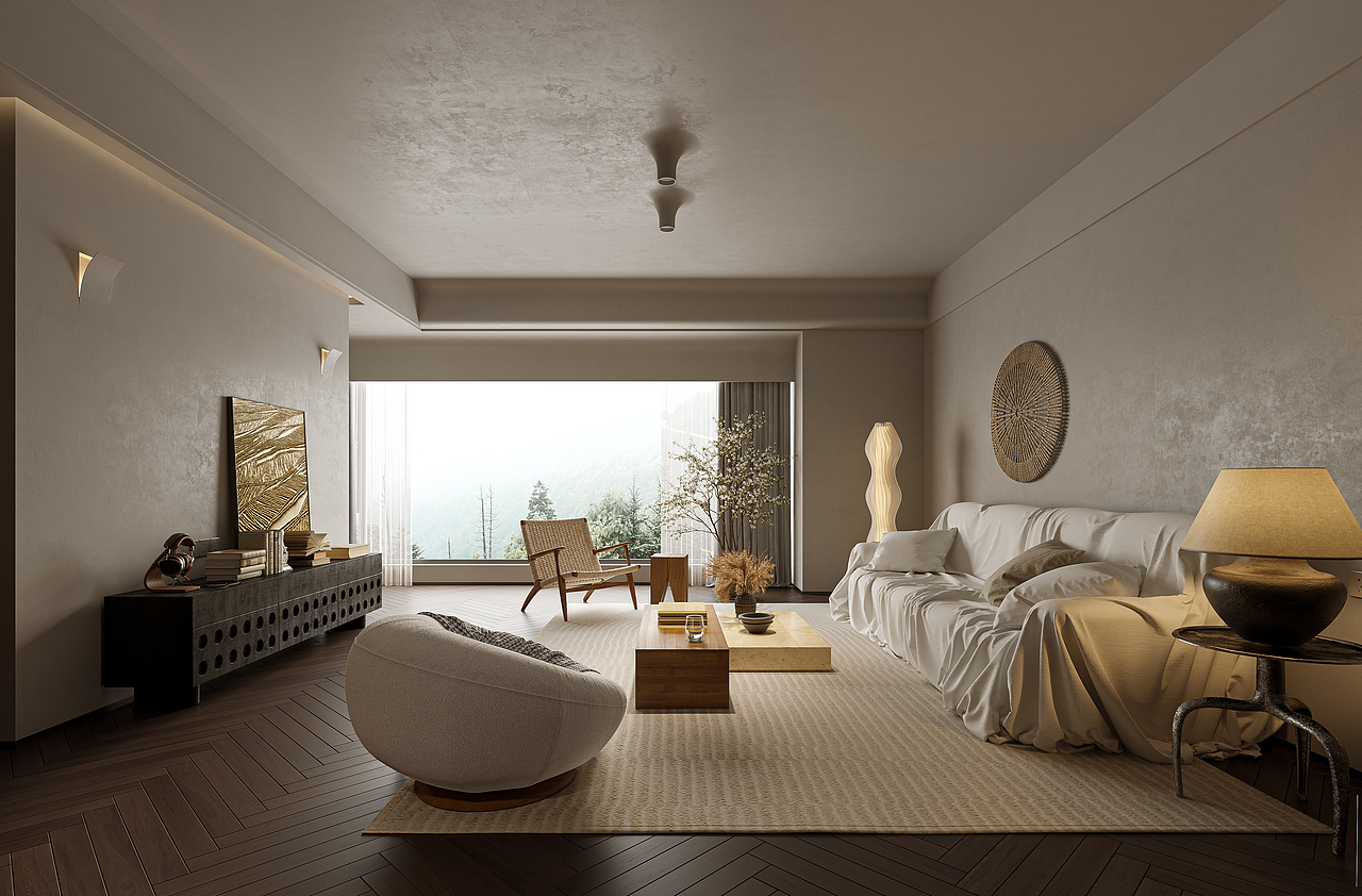 150m²平层侘寂风，简约复古