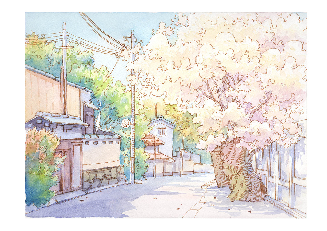 樱花手绘过程图（图ZMzMyNzM1MDAw） - 绘画 - 站酷设计师春叶Seven原创素材 - 站酷ZCOOL