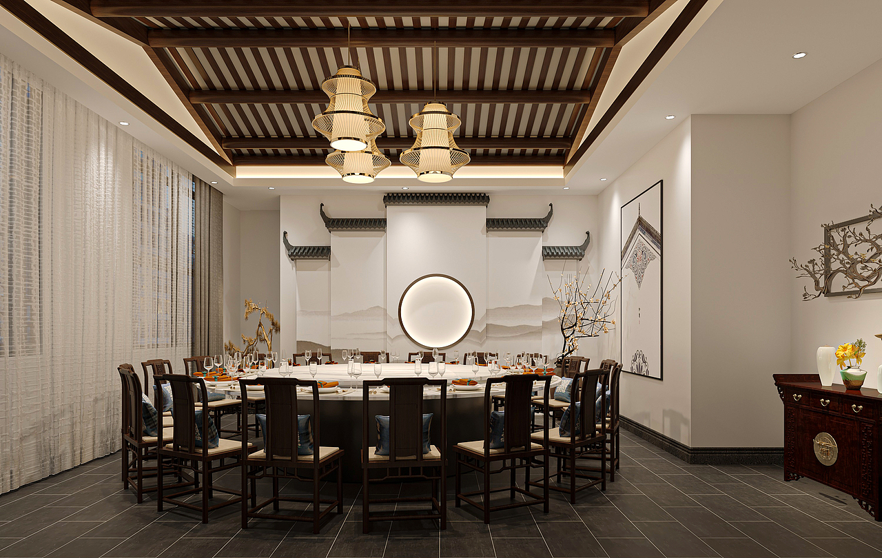 中餐厅设计|徽派建筑古风餐厅
