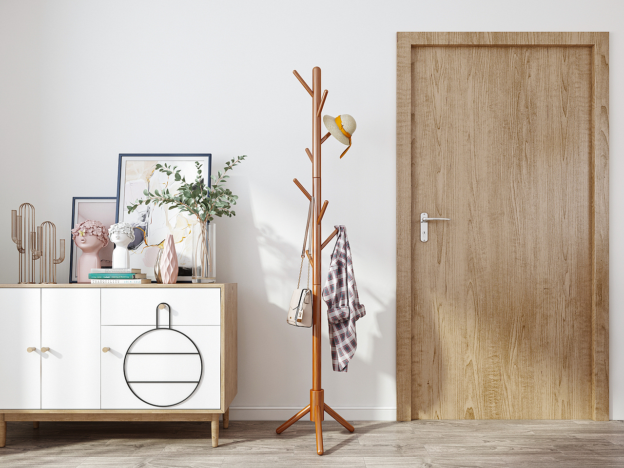 小家具实木落地衣架渲染【衣架】（图ZMzU4MTMxNjEy） - 产品 - 站酷设计师李晓沫原创素材 - 站酷ZCOOL