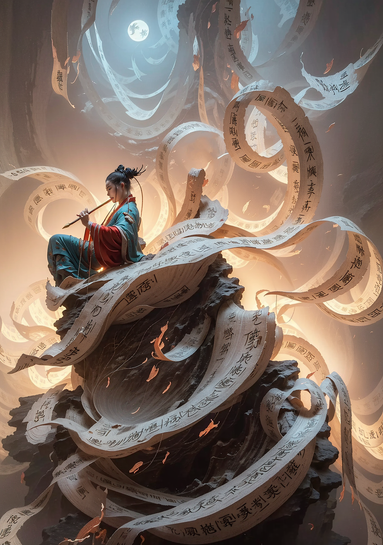 坐忘道丨黑夜里拜山头（图ZMzU5ODQwMzcy） - AI作品 - 站酷设计师沉默是静原创素材 - 站酷ZCOOL