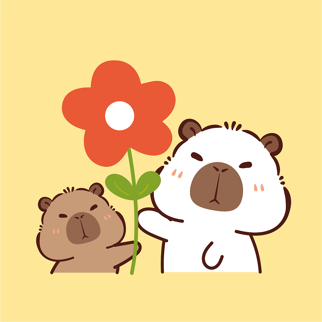 卡皮巴拉插画图片节日快乐母亲节快乐送你一朵小红花（图ZMzY5MTU5MzQw） - 商业插画 - 站酷设计师阿茹生肖IP原创素材 - 站酷ZCOOL