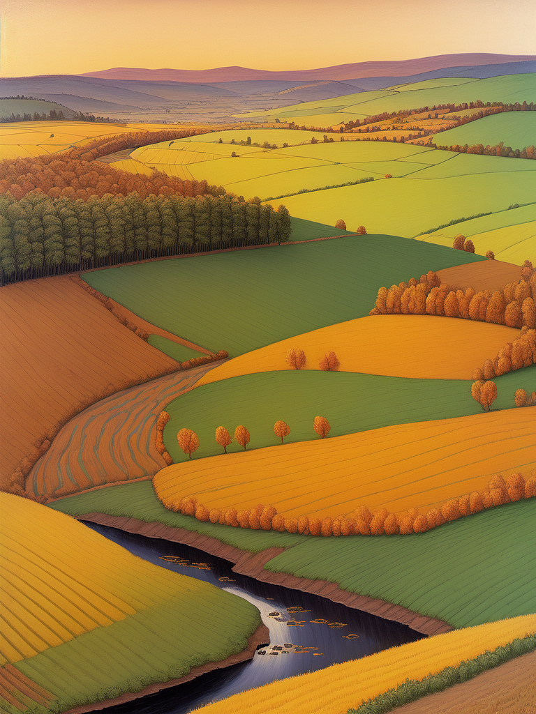 AI绘画作品欣赏:秋日田园景色