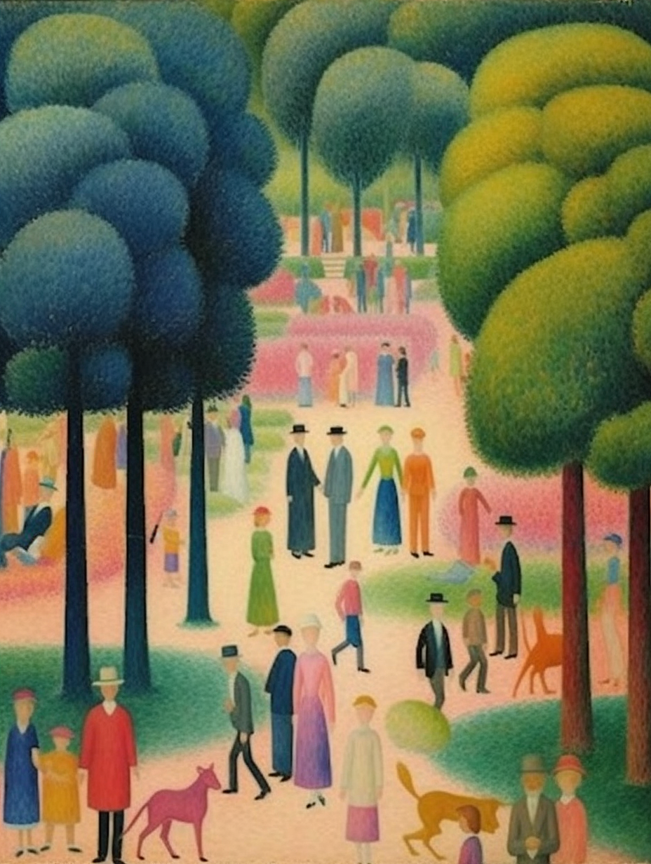 049期|Midjourney Niji 咒语绘图|点彩公园