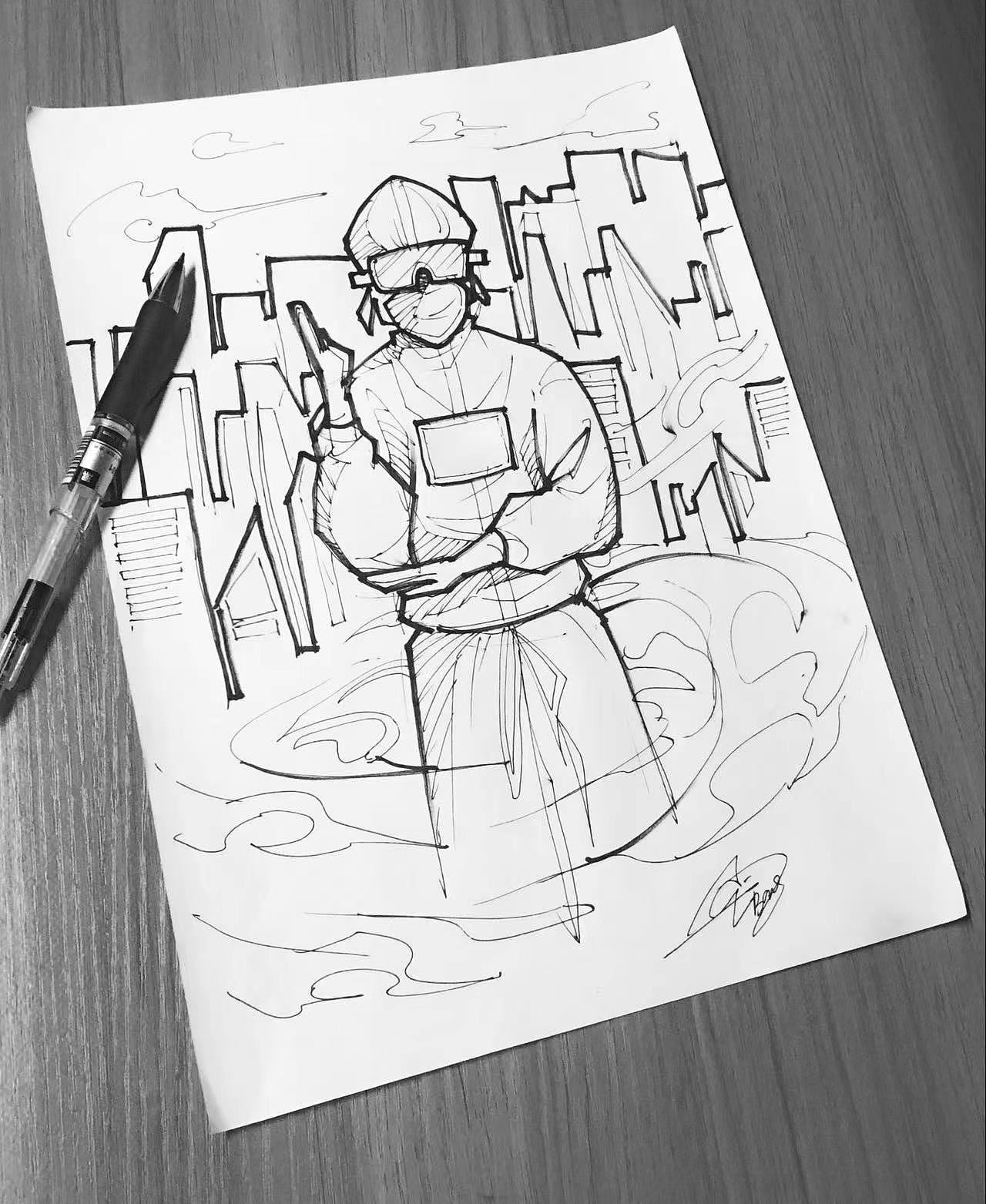 抗疫新冠肺炎白衣天使插画手绘集感恩贵人感谢祖国