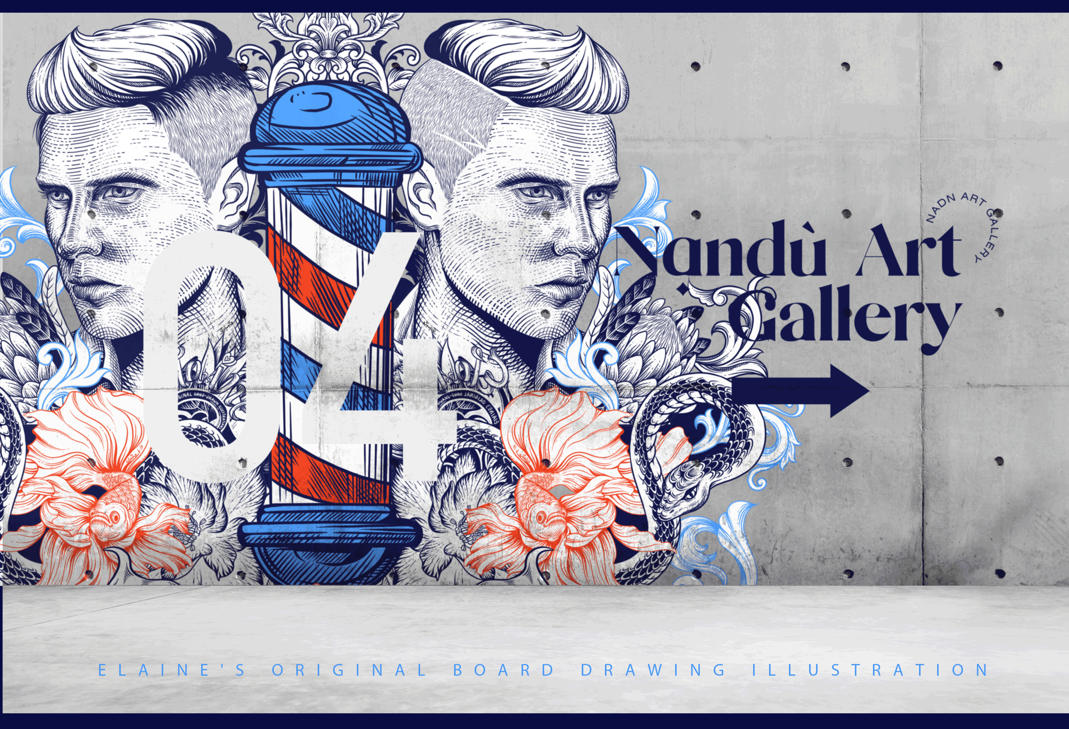 欧洲男士油头理发造型器包装插画