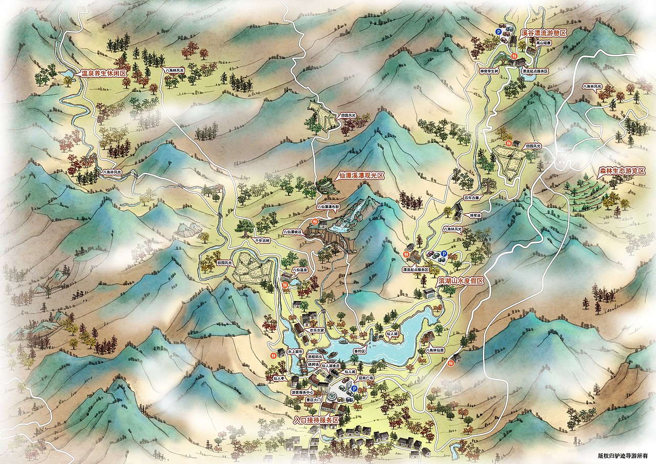 手绘中国风旅游地图（二）（图ZMzQ2MzkyMTg0） - 商业插画 - 站酷设计师欧梅原创素材 - 站酷ZCOOL