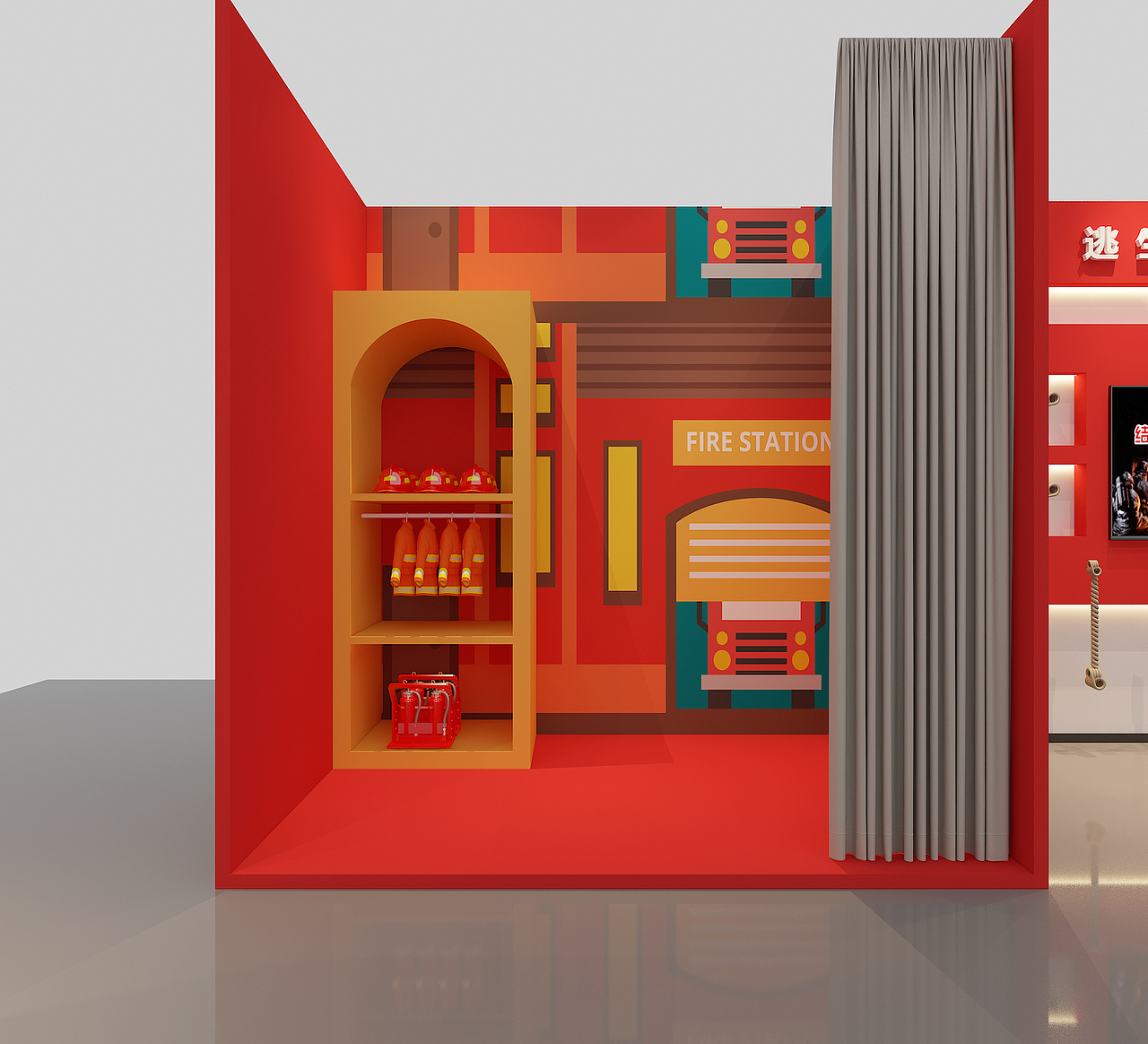 消防临展美陈造型（图ZMzQ1NDI4MDIw） - 其他空间 - 站酷设计师兜兜珊Susan原创素材 - 站酷ZCOOL