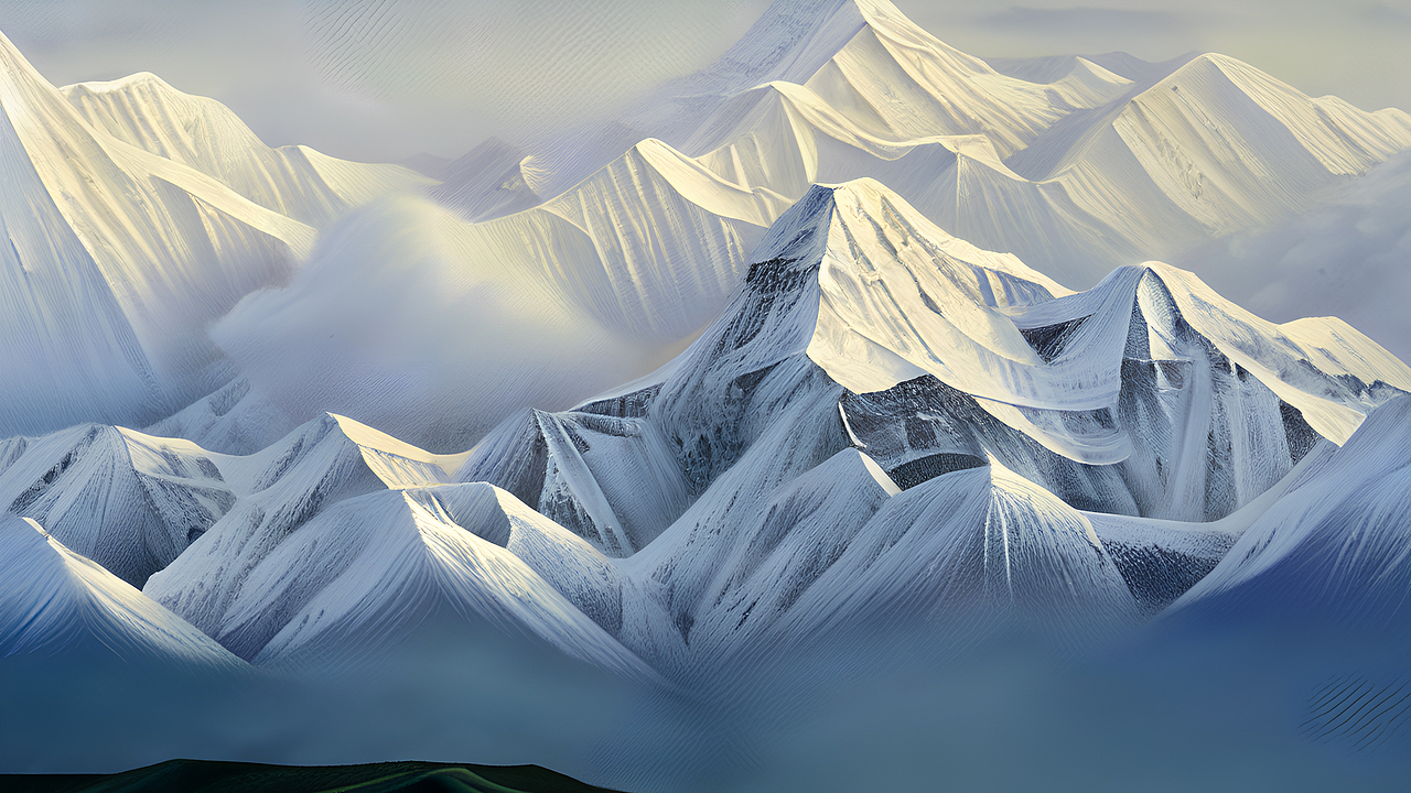 作品合集冰山一角之山水画迎客松会客厅背景画面贡嘎山