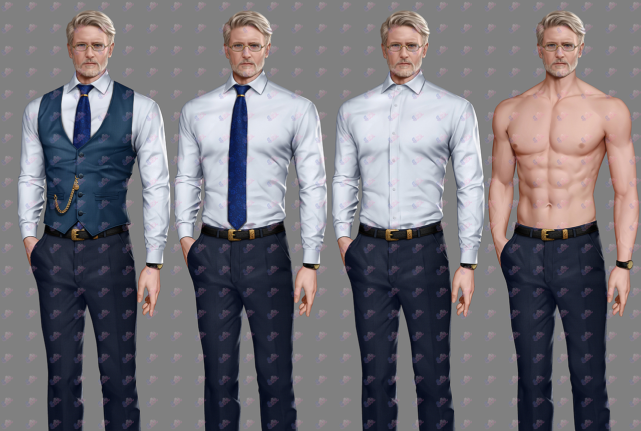 欧美写实 角色换装立绘 男老年（图ZMzQ0NzUxNzAw） - 商业插画 - 站酷设计师ya鸭鸭原创素材 - 站酷ZCOOL