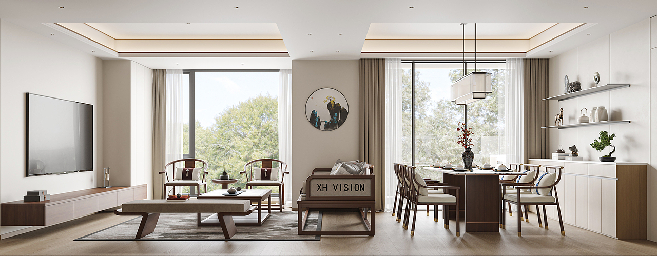 新中式（图ZMzM3NDYxMDQw） - 家装设计 - 站酷设计师星河视觉原创素材 - 站酷ZCOOL