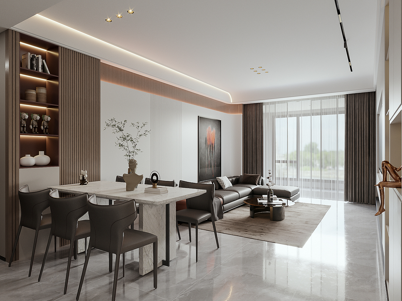 现代黑白灰客餐厅