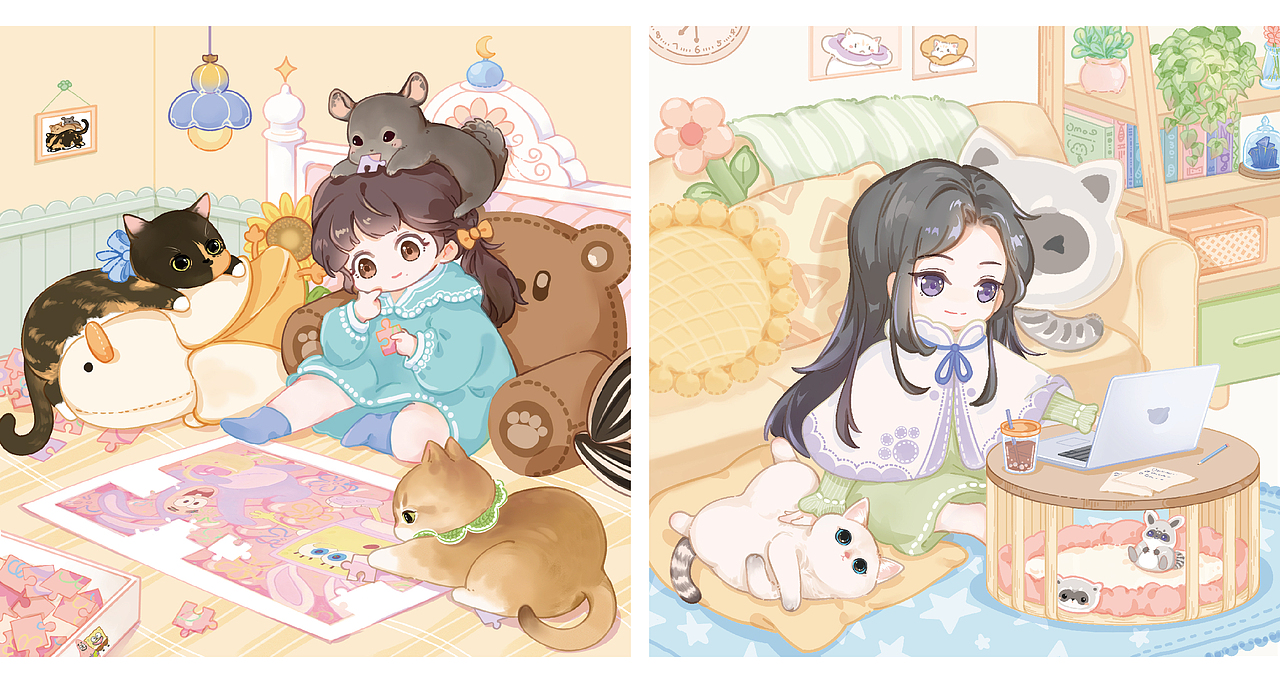 2023 More More 猫猫的 一年（图ZMzU4NDM4NzYw） - 艺术插画 - 站酷设计师一默_oredou原创素材 - 站酷ZCOOL