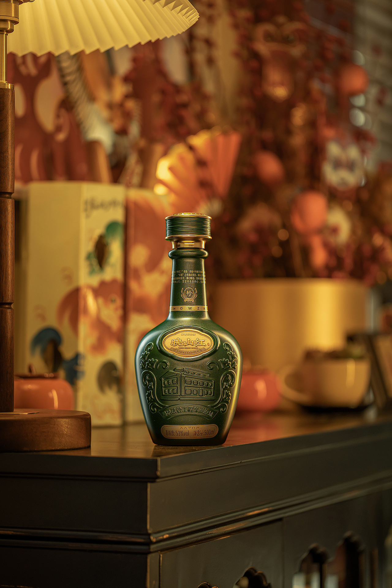 产品摄影-白酒拍摄-映山红-复古绿