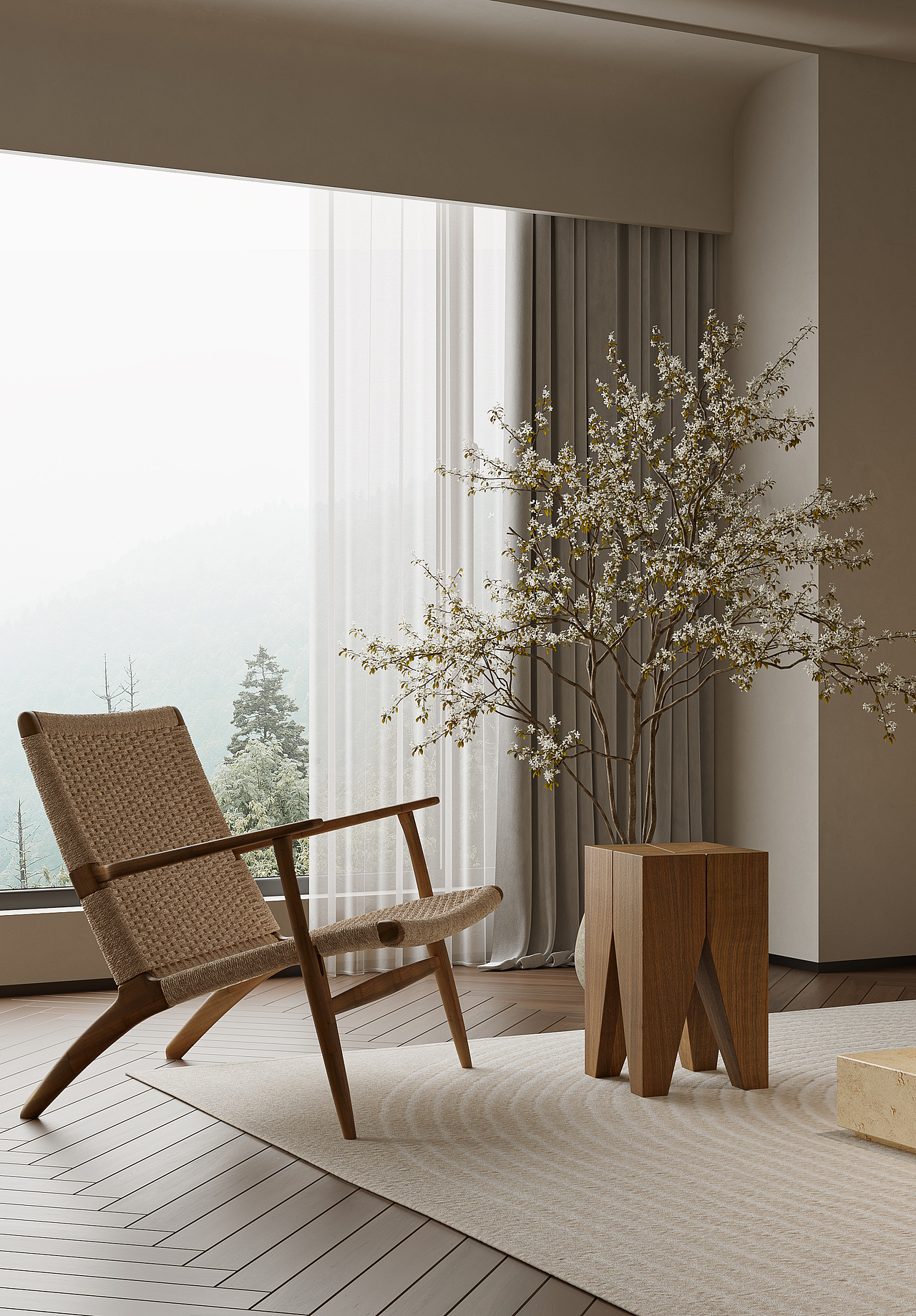 150m²平层侘寂风,简约复古