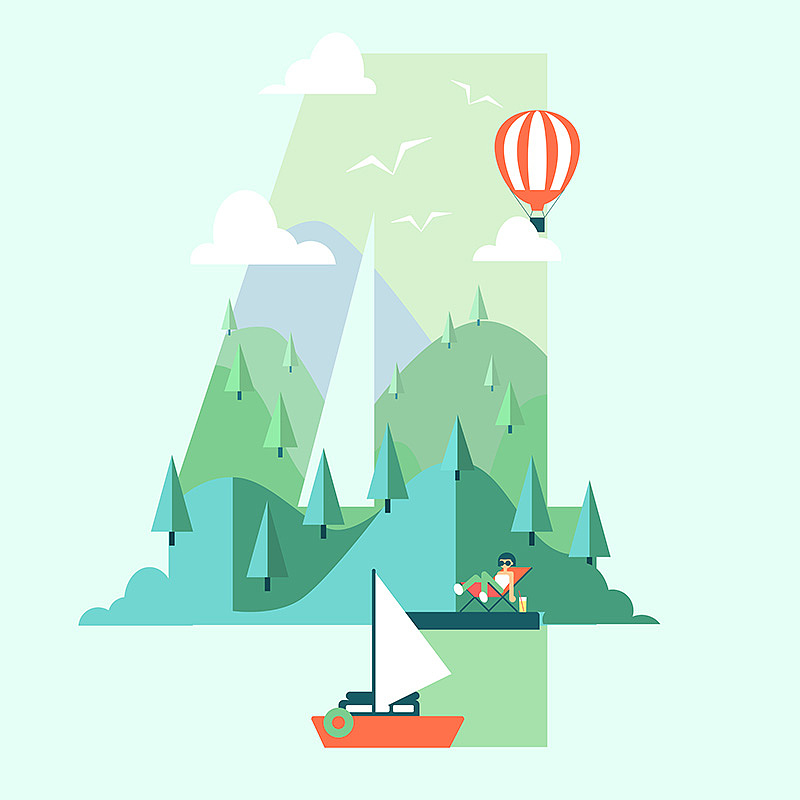 十二个月数字矢量插画