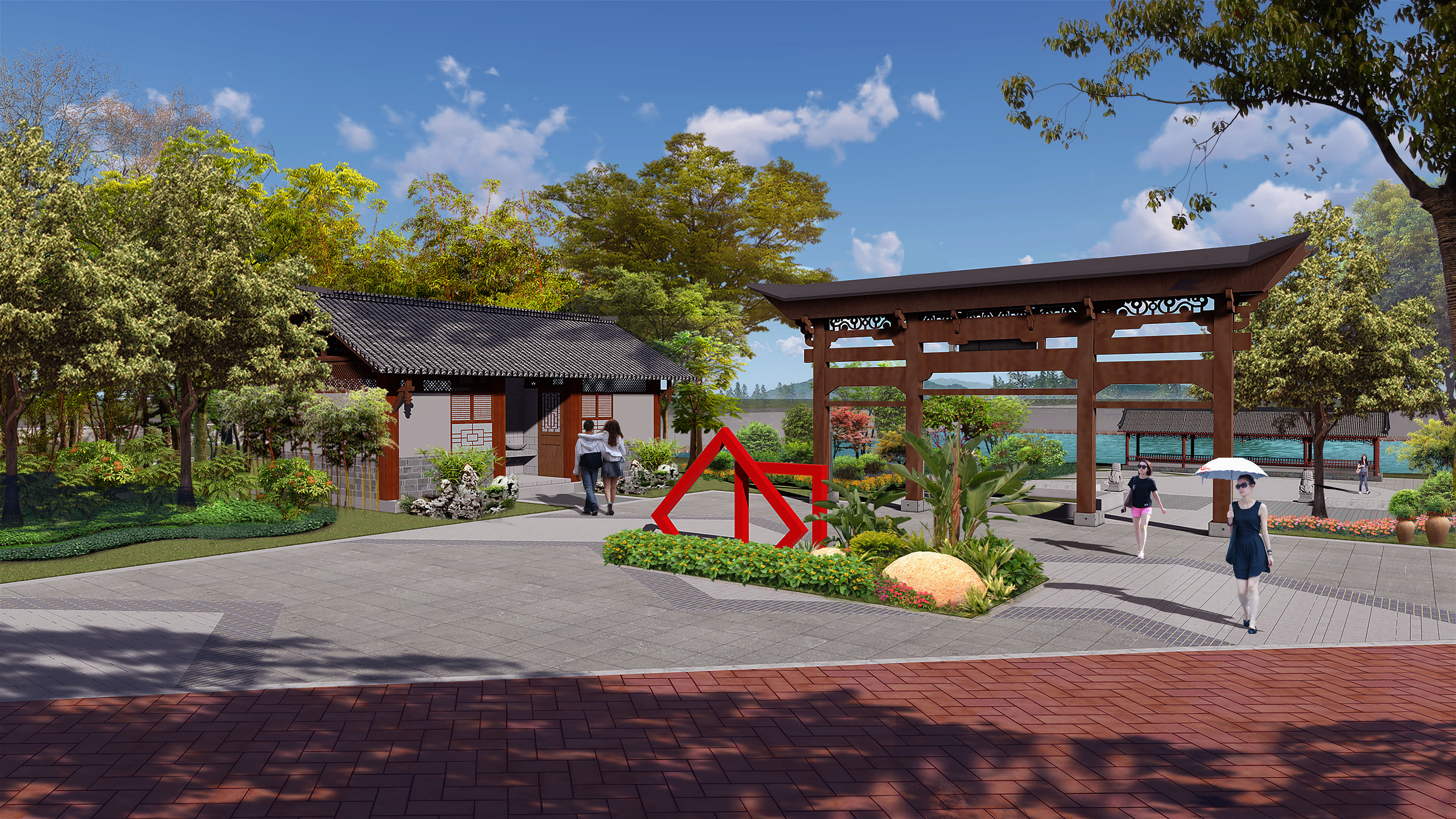 滨水绿地景观效果图