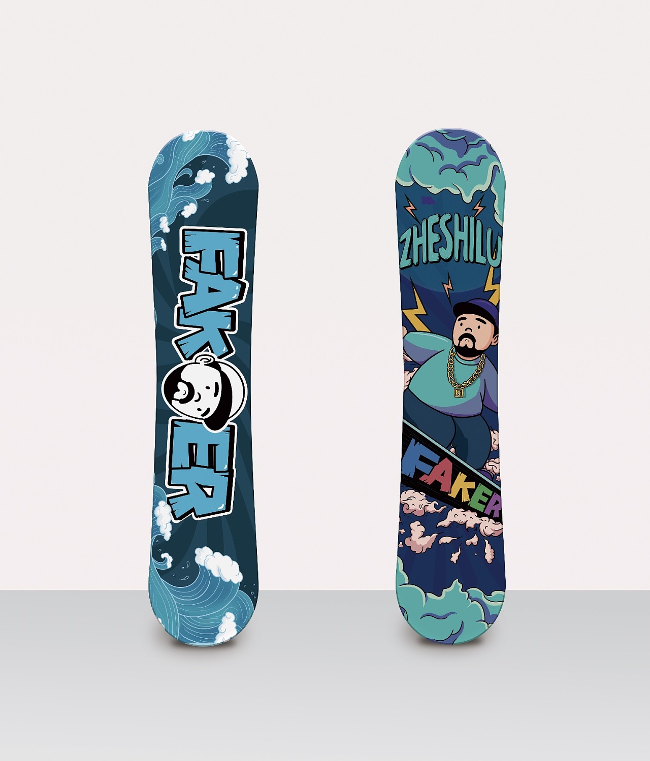 商业插画 潮流插画 logo延展周边设计 滑板滑雪板设计|插画|商业插画