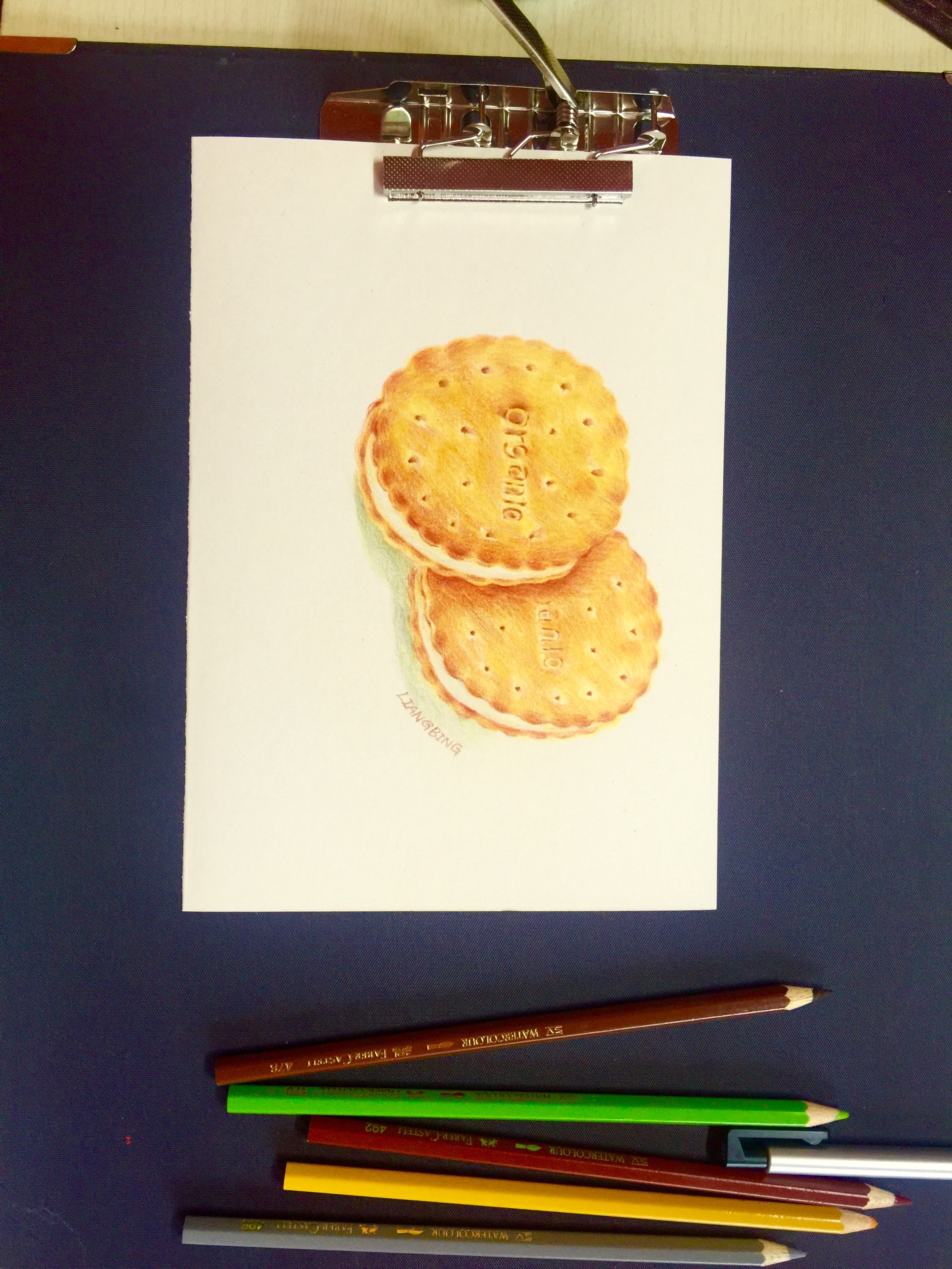 彩铅画奶油夹心饼干