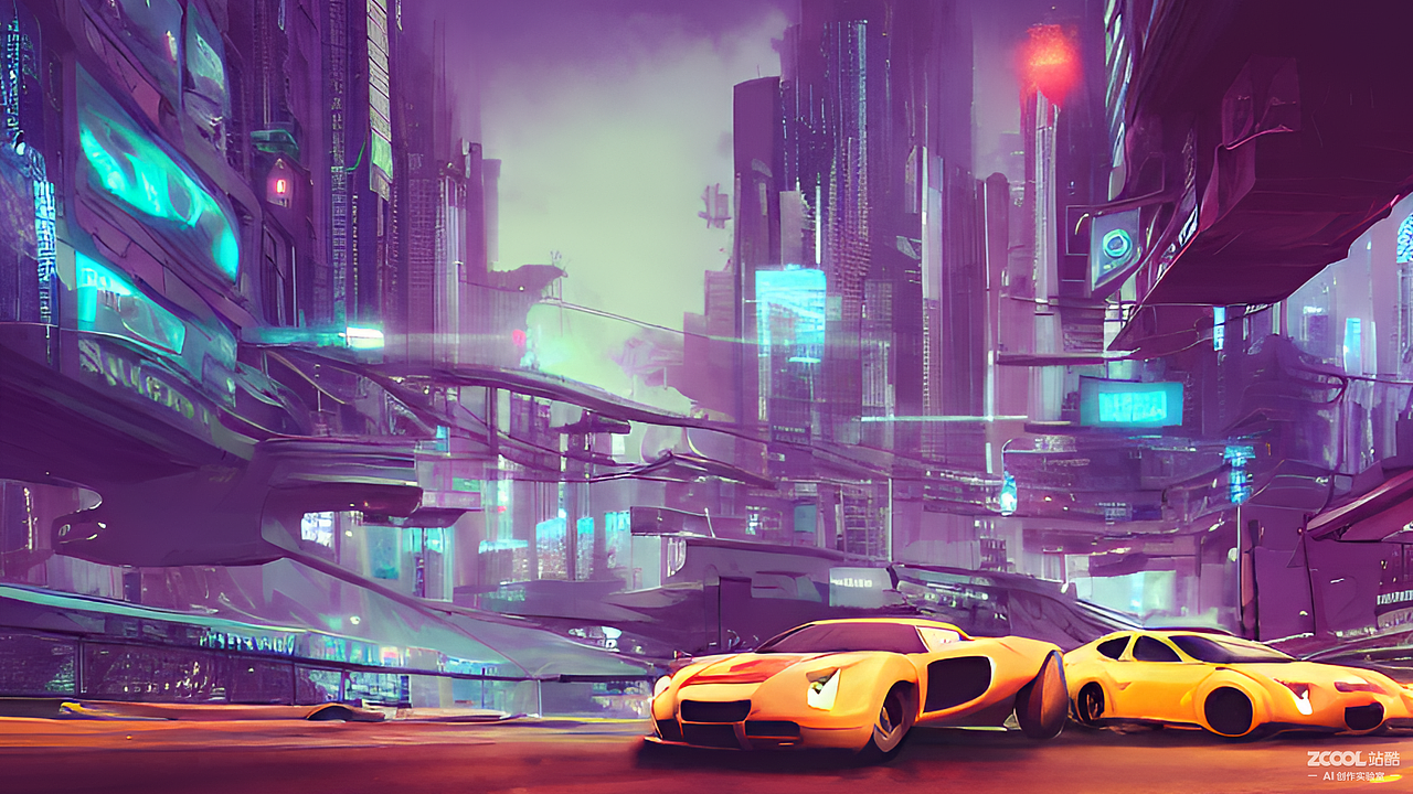 #AI创作实验室#汽车行驶在城市道路中（图ZMzIwNzM0OTky） - AI作品 - 站酷设计师依啊么依原创素材 - 站酷ZCOOL