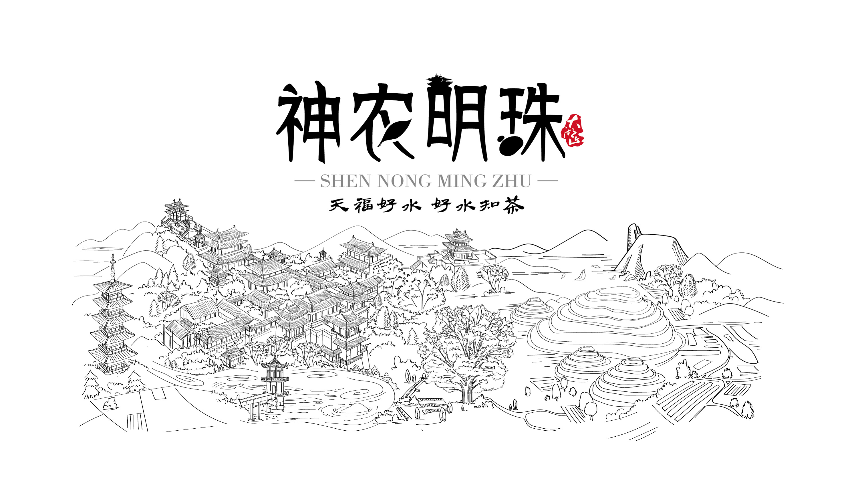 大洪山 饮用水包装设计 手绘插画 【习稿】
