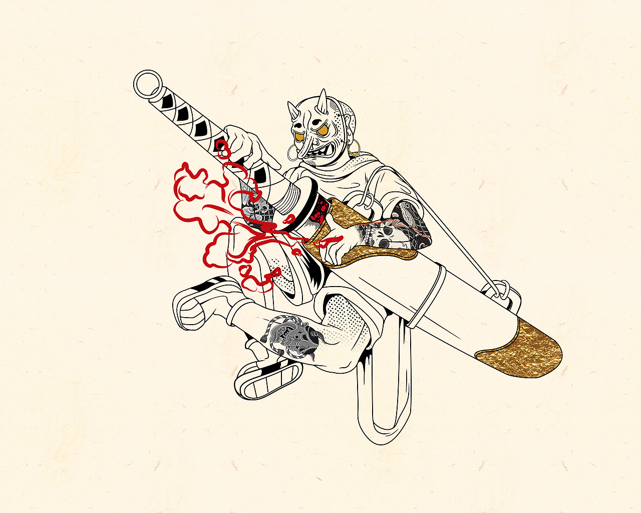 武士刀|插画|创作习作|空腹鱼_原创作品-站酷zcool