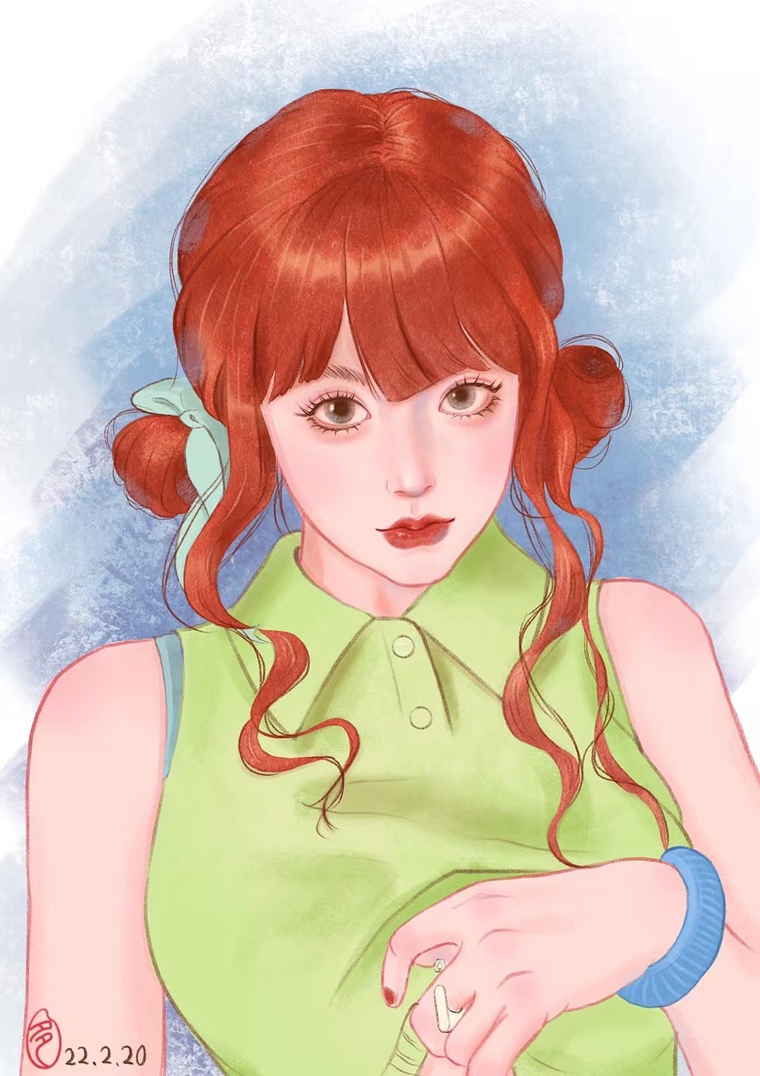 3月阿花21天打卡,上色及线稿