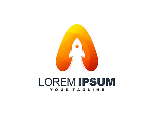 国外炫彩几何火箭标志logo素材AI格式