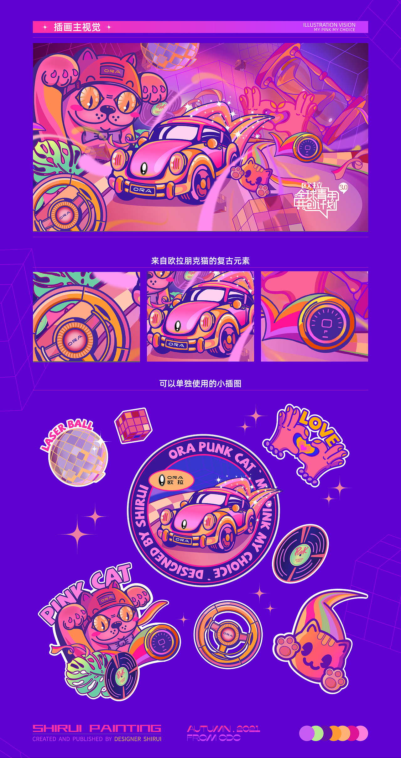 欧拉汽车“我粉什么我做主”插画视觉分享（图ZMjc3MDkwMjgw） - 商业插画 - 站酷设计师诗瑞Three原创素材 - 站酷ZCOOL