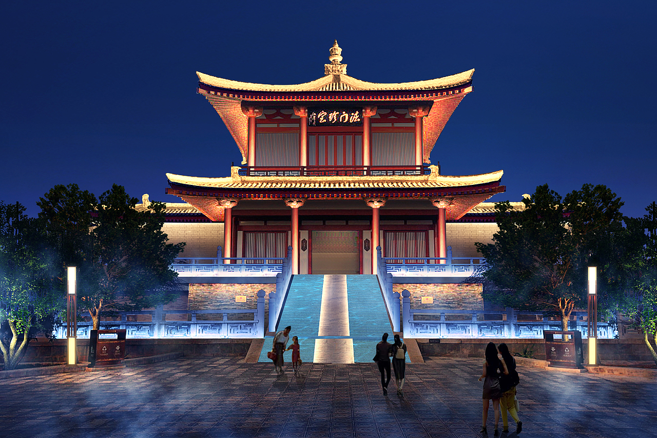 中藝光影秀分享法門寺燈光夜景效果圖，古建筑燈光素材（圖ZMjEzMDM0NDQ0） - 繪畫 - 站酷設(shè)計師中藝光影秀原創(chuàng)素材 - 站酷ZCOOL