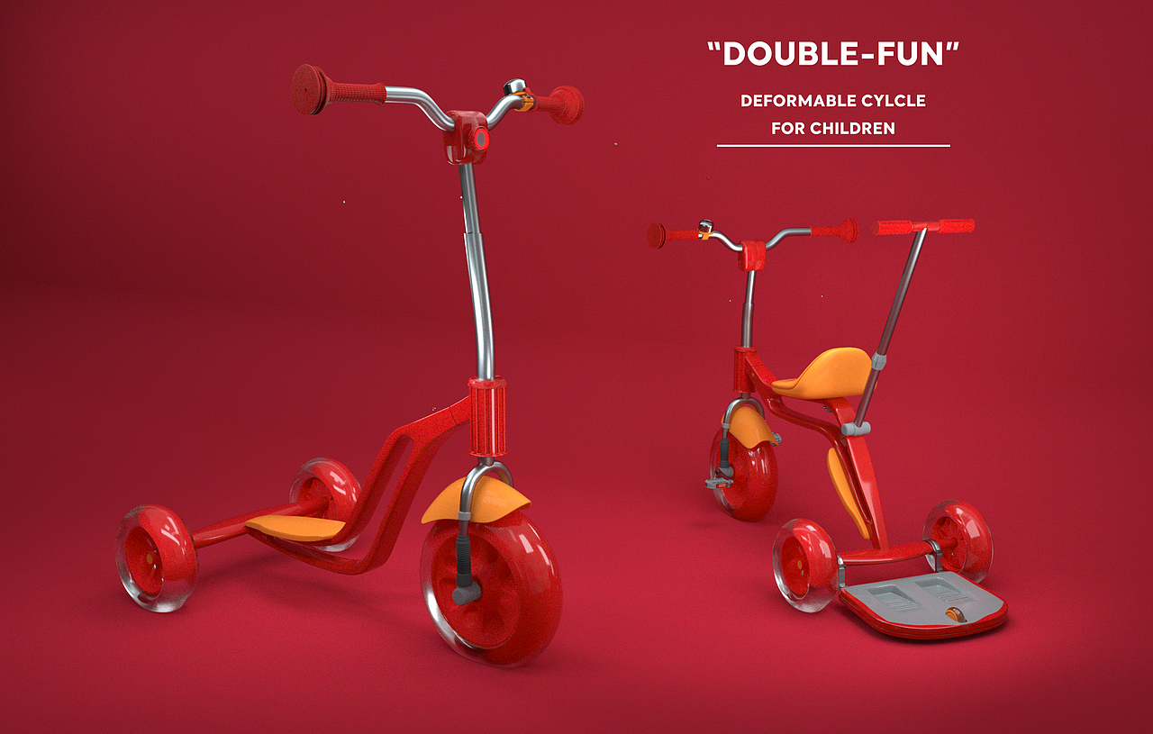 doublefun儿童可调节变形自行车