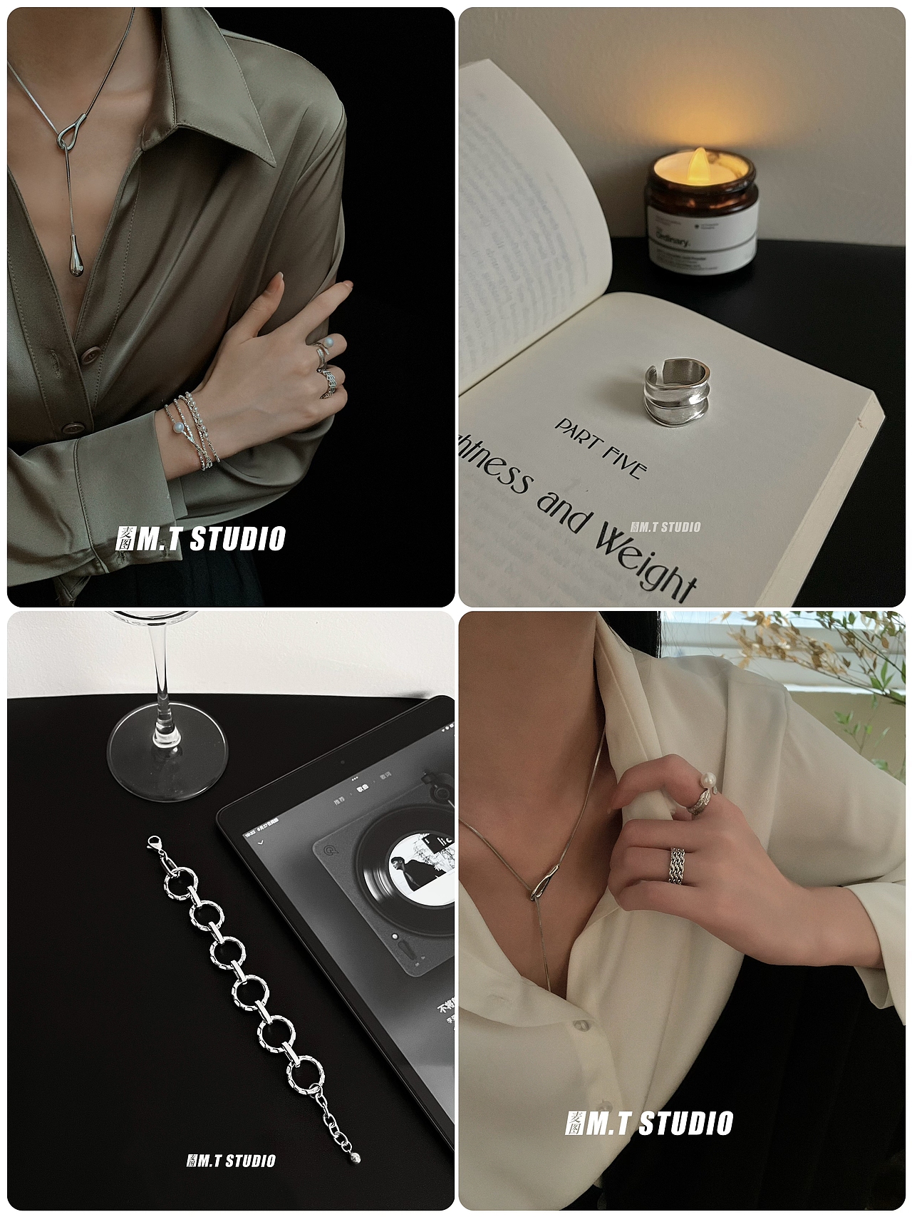 麦图摄影冷淡风饰品耳钉项链戒指拍摄