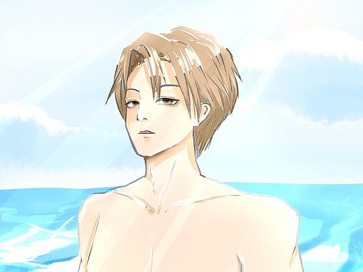 上色稿——海边冲浪